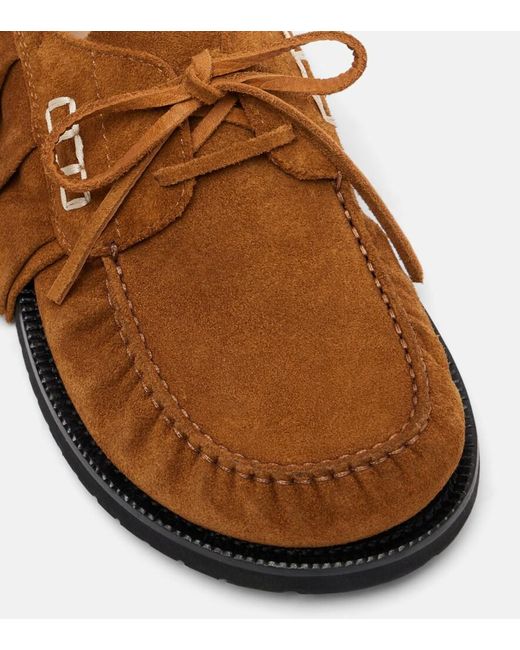 J.W. Anderson Brown Ruffled Suede Boat Shoes