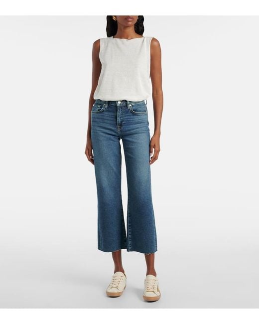 7 For All Mankind Blue Alexa High-Rise Cropped Straight Jeans