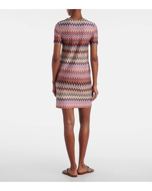 Missoni Red Zig Zag Lame Minidress