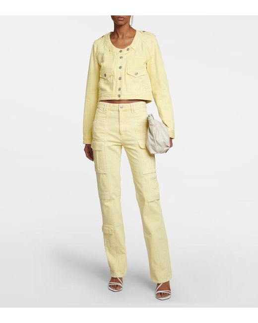 Isabel Marant Yellow Vokayo Straight-Leg Cargo Jeans