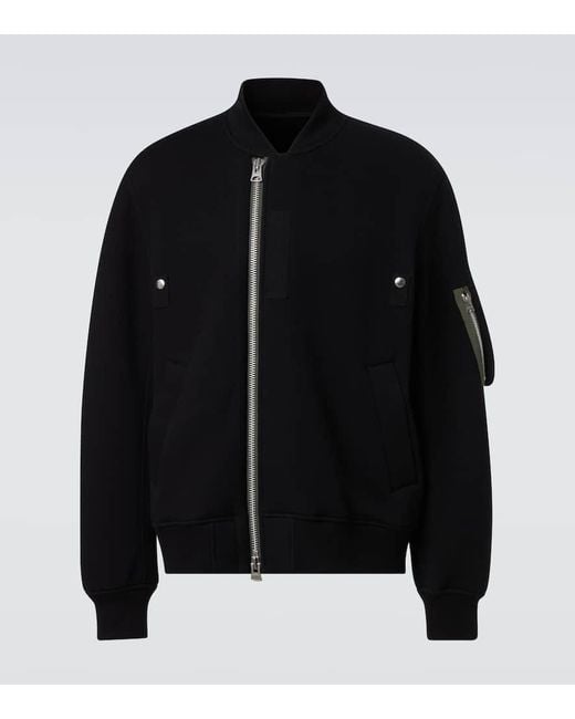Sacai Black Cotton-Blend Bomber Jacket for men