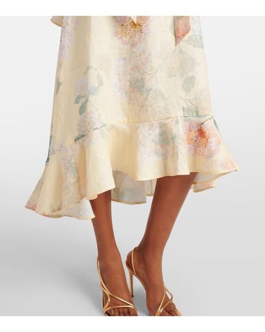 Zimmermann Natural Illuminate Peplum Midi Dress