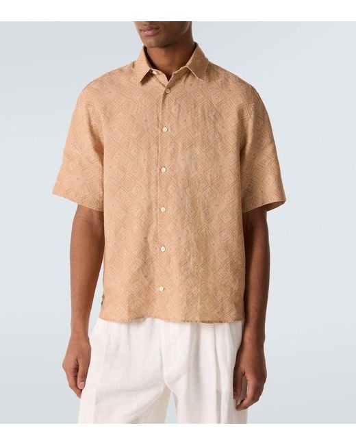 Frescobol Carioca Bedrucktes Hemd Castro Aus Leinen in Natural für Herren