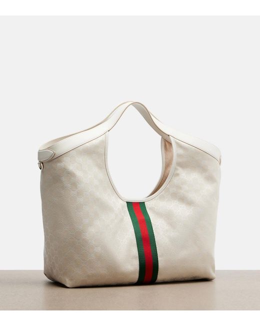 Gucci White Giglio Large Gg Canvas Tote Bag