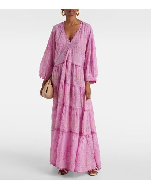 Juliet Dunn Pink Bedrucktes Maxikleid Aus Baumwolle