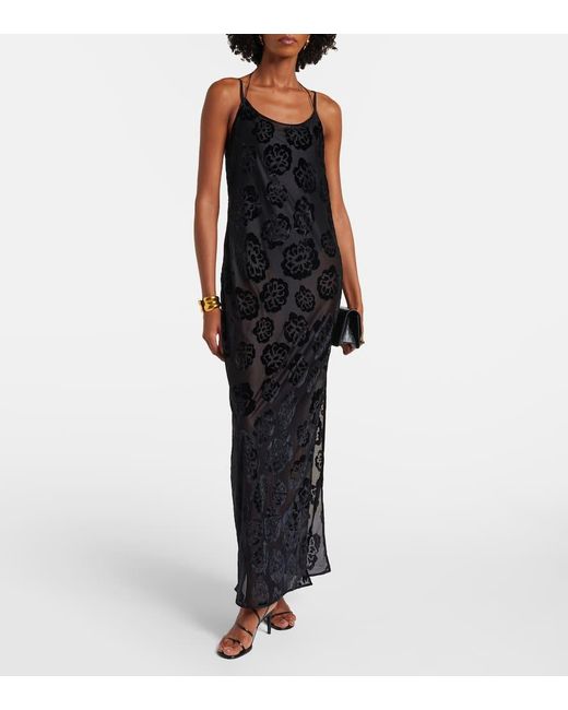 Sir Black Vittoria Embroidered Sheer Maxi Dress