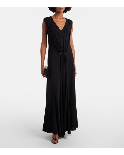 Sportmax Black Draped Maxi Dress