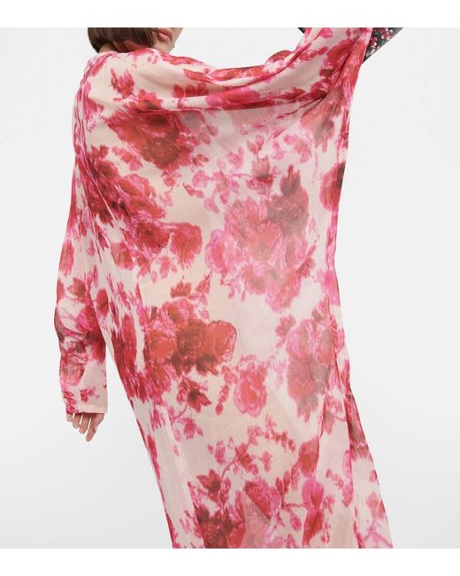 Dries Van Noten Red Bedrucktes Maxikleid
