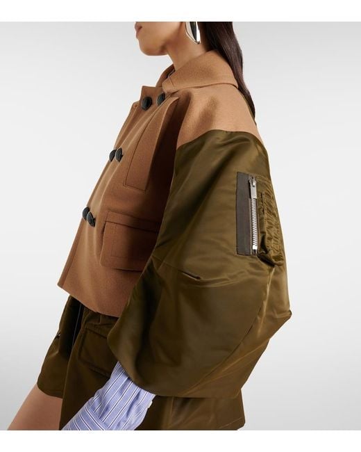 Sacai Brown Wool And Twill Jacket