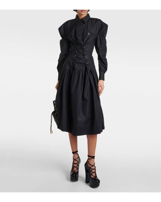 Vivienne Westwood Black Kate Cotton Poplin Midi Dress