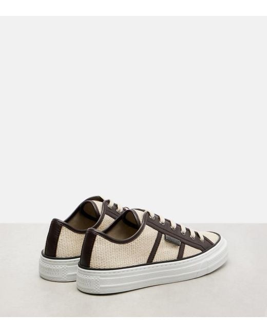 Brunello Cucinelli White Classic Leather-Trimmed Sneakers