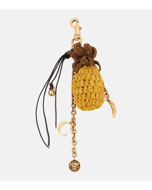 Chloé Metallic Raffia-Trimmed Bag Charm