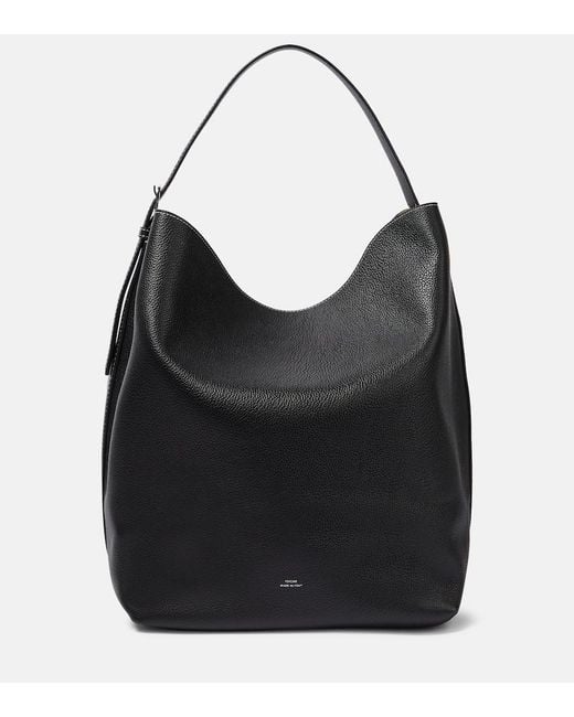 Totême Black Belted Leather Tote Bag