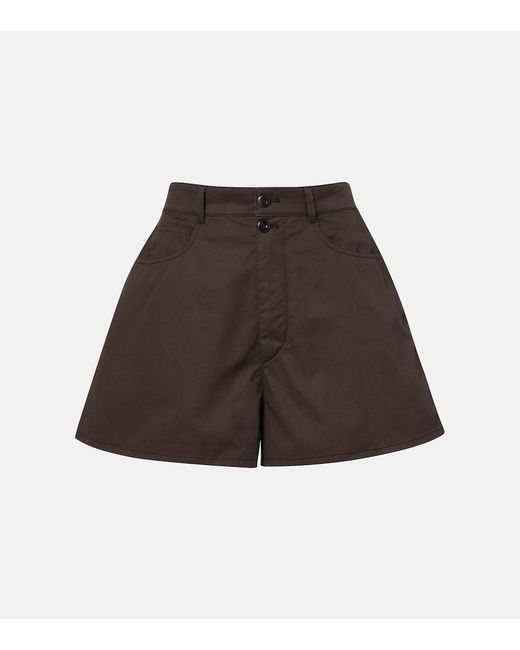 Lemaire Brown Cotton Twill Shorts