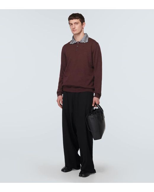 Maison Margiela Red Wool Polo Sweater for men