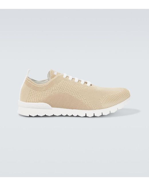 Kiton White Fits Knit Cotton Sneakers for men