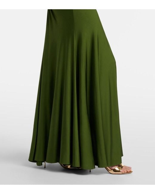 Self-Portrait Green Draped Ruched Gown
