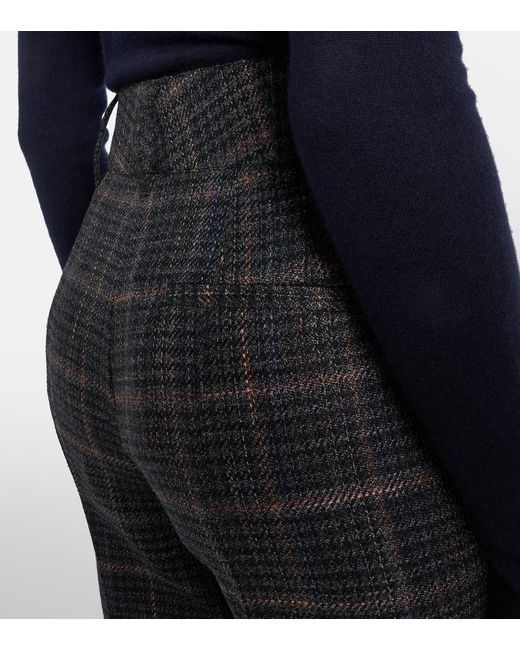 Gabriela Hearst Gray Rhein Checked Wool And Silk Flared Pants
