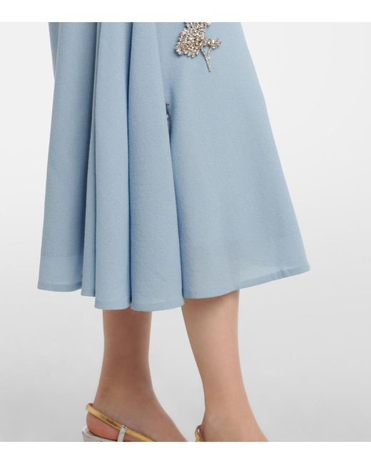 Erdem Blue Virgin Wool Midi Skirt