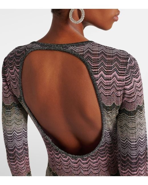 Missoni Gray Open-Back Lame Maxi Dress