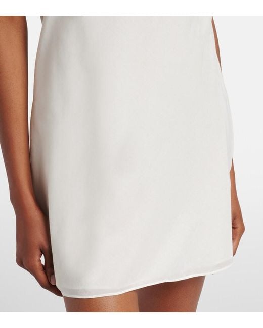 Posse White Darya Embroidered Cotton And Silk Minidress