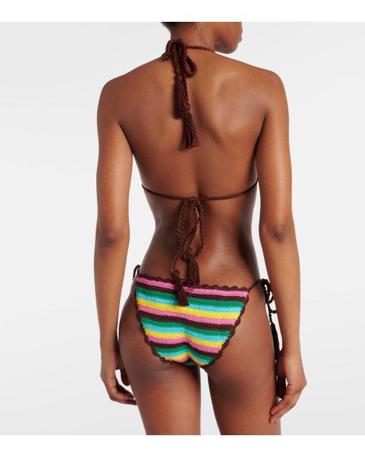 Anna Kosturova Brown Striped Crochet Bikini Bottoms