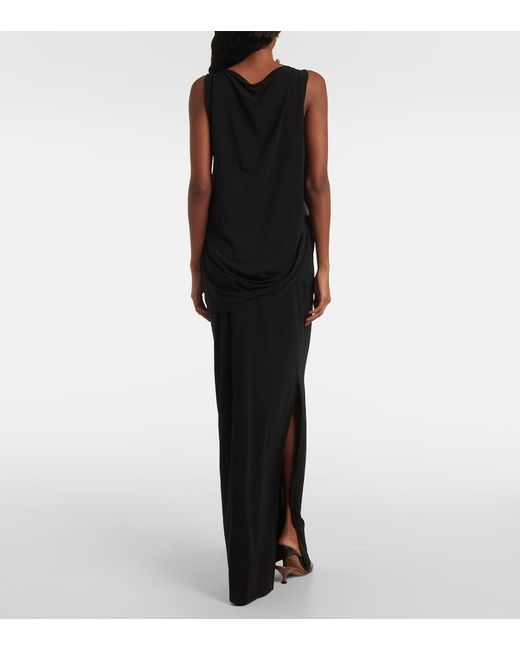 Jacquemus Black Peplo Draped Jersey Maxi Dress