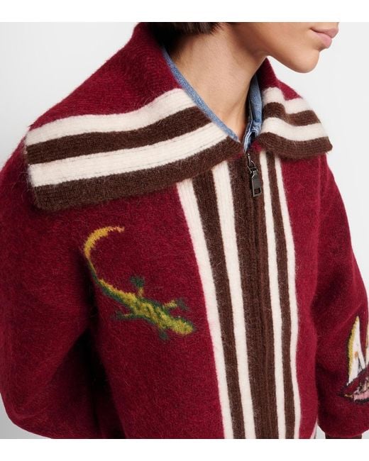 ALÉMAIS Red X Mokshini Mohair And Wool-Blend Cardigan