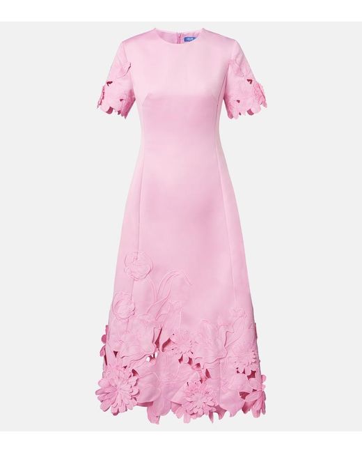 Vestido De Coctel Bordado Con Apliques Florales LEO LIN de color Pink