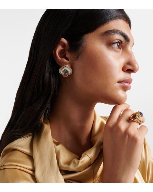 Marina B White Popillia 18Kt Clip-On Earrings With Gemstones