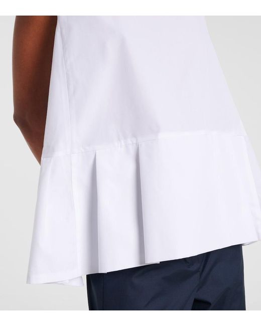 Max Mara White Brava Peplum Cotton Poplin Top
