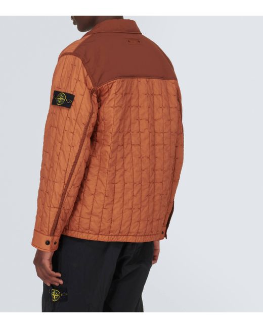Stone Island Brown Compass Quilted Jacket for men
