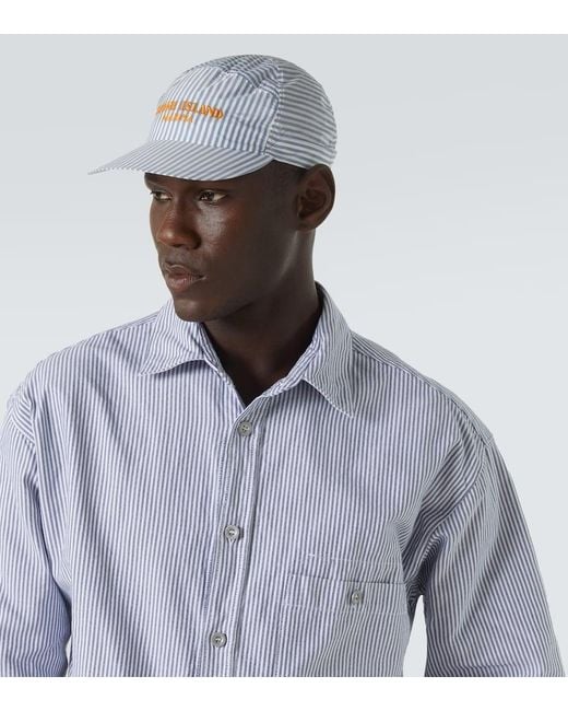 Stone Island White Marina Logo Striped Baseball Cap for men