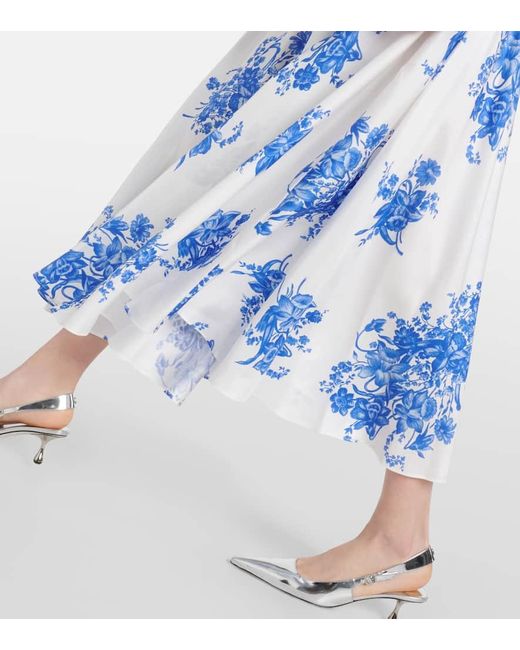 Rodarte Blue Floral Silk Midi Dress