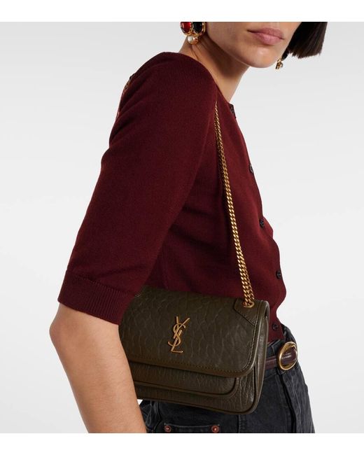 Saint Laurent Natural Schultertasche Niki Mini Aus Leder