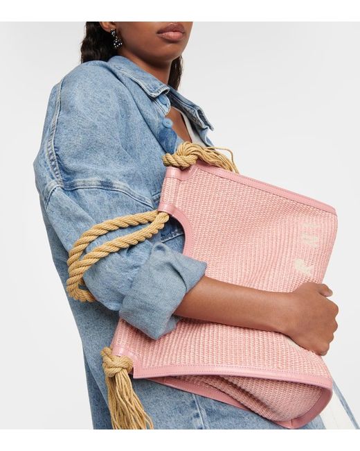 Marni Pink Marcel Medium Raffia Tote Bag