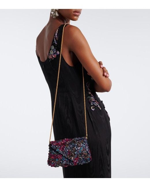 Dries Van Noten Blue Embellished Embroidered Clutch