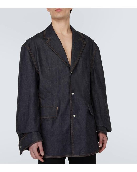 Prada Blue Single-Breasted Denim Jacket for men