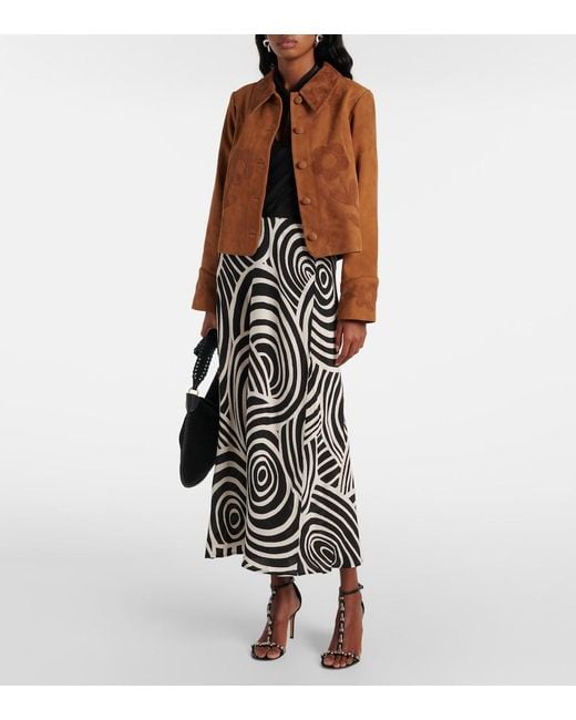Rixo Brown Dionne Applique Suede Jacket