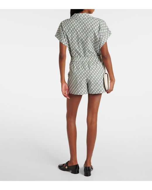Tory Burch Gray Cotton-Blend Poplin Shorts