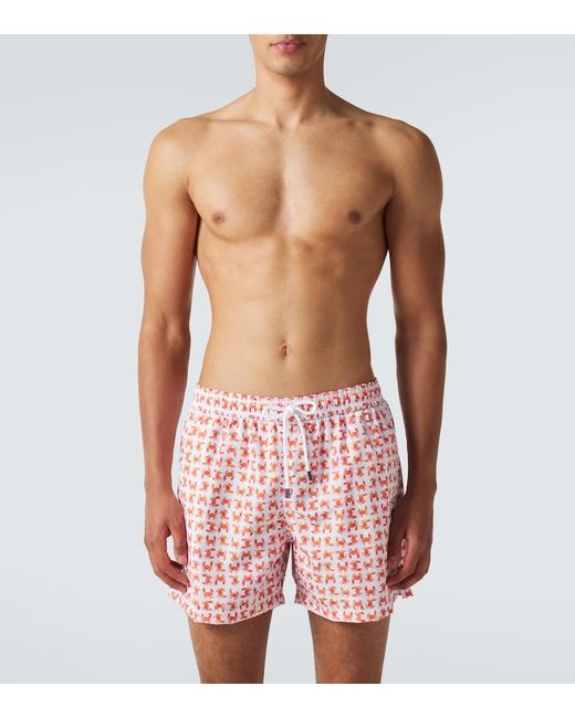 Fedeli Pink Madeira Printed Swim Trunks for men
