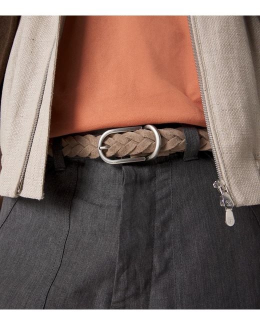 Brunello Cucinelli Brown Braided Suede Belt for men