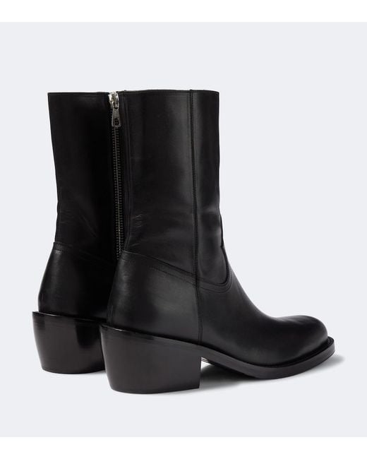 Dries Van Noten Black Leather Ankle Boots for men