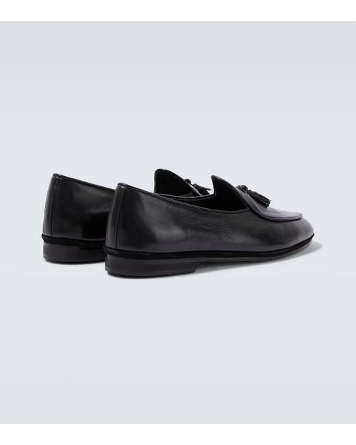 Rubinacci Black Marfy Leather Loafers for men