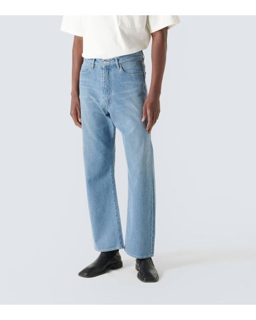 Auralee Blue Mid-rise Wide-leg Jeans for men