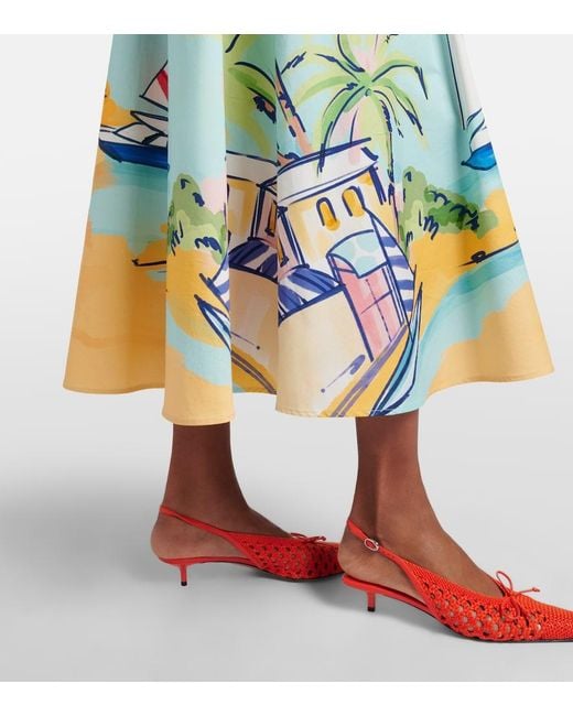 LEO LIN Blue Printed Belted Cotton Shirt Dress