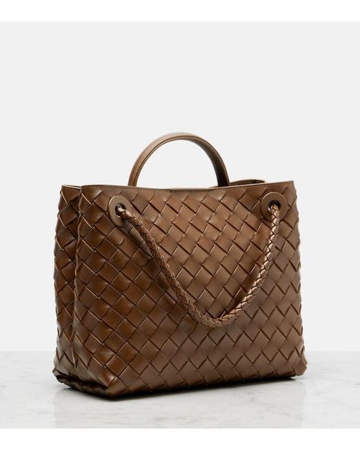 Bottega Veneta Brown Andiamo Intrecciato Small Leather Tote Bag