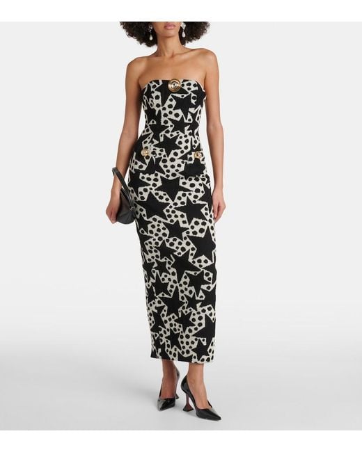 Area Black Crystal-Embellished Jacquard Maxi Dress