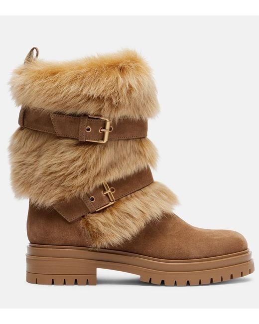 Gianvito Rossi Brown Maverick Suede Mid-Calf Boots