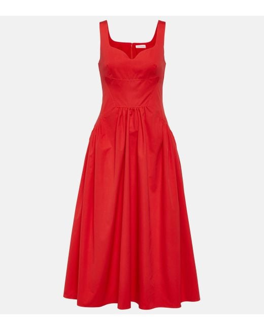 Alexander McQueen Red Bustier Midi Dress